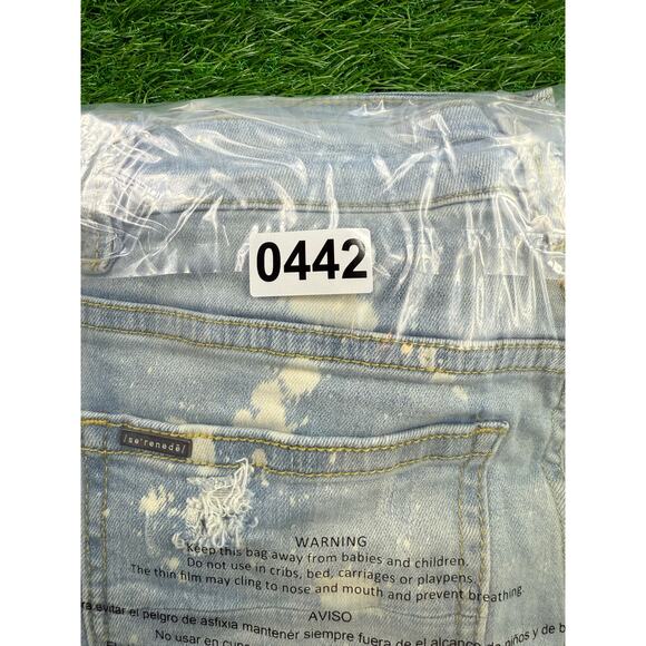 Serenade Men’s Size 30 Light Wash Distressed Skinny Jeans Ripped Stretch Denim - Picture 10 of 10